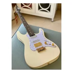 Soloking MS-1 Classic Flat Top Vintage White Rosewood Neck Elektro Gitar - 10