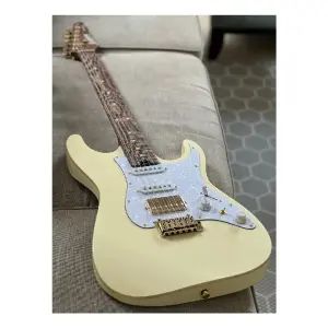 Soloking MS-1 Classic Flat Top Vintage White Wenge Neck Elektro Gitar - 1