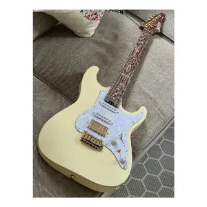 Soloking MS-1 Classic Flat Top Vintage White Wenge Neck Elektro Gitar - 2
