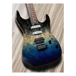 Soloking MS-1 Custom 22 HSS Ebony Ocean Storm Double Wipeout Jescar Elektro Gitar - 5