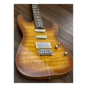 Soloking MS-1 Custom 22 HSS FM Flat Top Honeyburst Rosewood Neck Elektro Gitar - 4