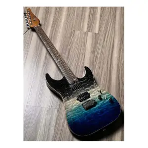 Soloking MS-1 Custom 24 HH Quilt Rosewood Ocean Storm Double Wipeout Jescar Elektro Gitar - 1
