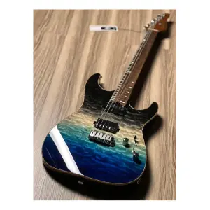 Soloking MS-1 Custom 24 HH Quilt Rosewood Ocean Storm Double Wipeout Jescar Elektro Gitar - 3
