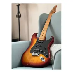 Soloking MS-1 FM Artisan Flame Maple Neck Honeyburst Nafiri Special Run Jescar Elektro Gitar - 4