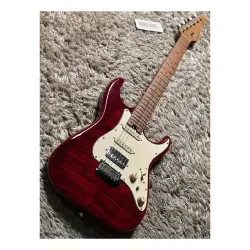 Soloking MS-11 Classic MKII Roasted Maple FB Transparent Red 5A Flame Top Nafiri Special Run Elektro Gitar - 3