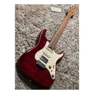 Soloking MS-11 Classic MKII Roasted Maple FB Transparent Red 5A Flame Top Nafiri Special Run Elektro Gitar - 3