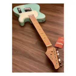 Soloking T-1B Vintage MKII Roasted Maple Neck and FB Surf Green Elektro Gitar - 7