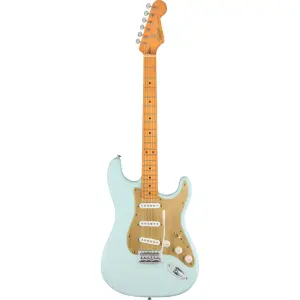 Squier 40th Anniversary Stratocaster Vintage Edition Akçaağaç Klavye Gold Anodized PG Satin Sonic Blue Elektro Gitar - 1