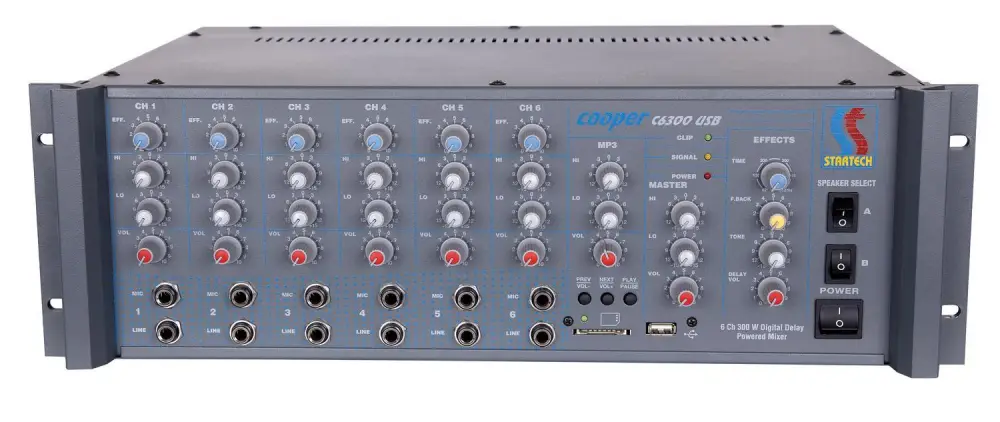 Startech COOPER C6/300 T USB 6 Kanal 300 Watt Trafolu Mono Mikser Amfi - 1