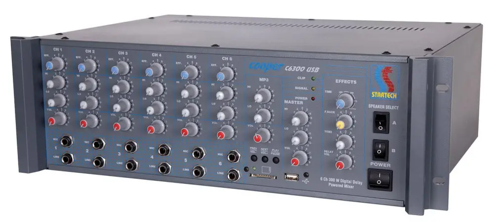 Startech COOPER C6/300 T USB 6 Kanal 300 Watt Trafolu Mono Mikser Amfi - 3