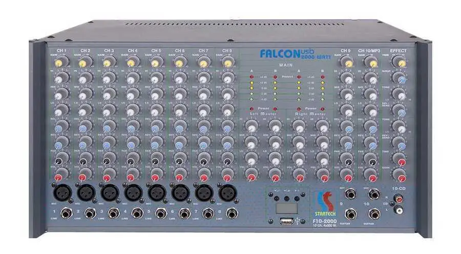 Startech FALCON USB F10/2000 4x500 Watt Power Mikser Amplifikatör - 1