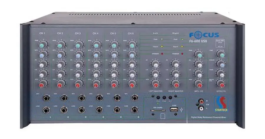 Startech FOCUS F6/600 2x300 Watt Power Mikser Amfi - 1