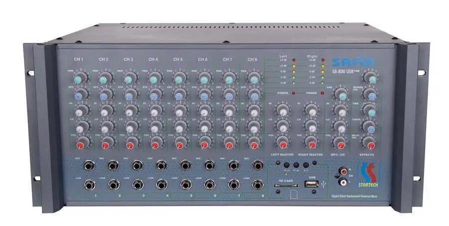 Startech SAFİR S8/800 USB 8-Kanal 2x400W Power Mikser Amfi - 1