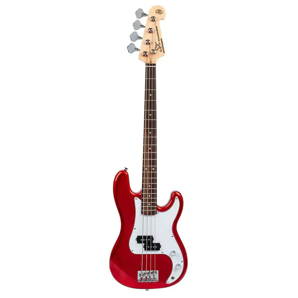 SX SB2-SK-34 3/4 Bass Guitar & Amp Pack w/ Accessories - Candy Apple Red - 3