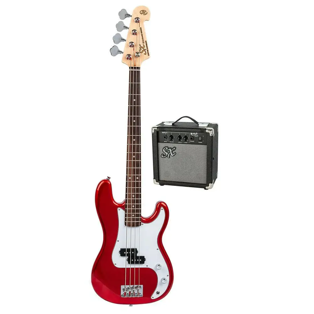 SX SB2-SK-34-CAR 3/4 Bas Gitar Seti (Candy Apple Red ) - 2
