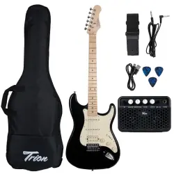 Trion TGP-112-BK Aksesuar ve Amfi Dahil Siyah Elektro Gitar Seti - 1