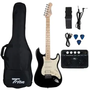 Trion TGP-112-BK Aksesuar ve Amfi Dahil Siyah Elektro Gitar Seti - 1