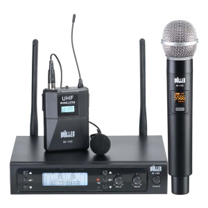 Wöller W-102EY Çift Kanallı Kablosuz El ve Yaka Mikrofonu Seti (UHF Dijital Modülasyon) - Wöller