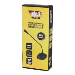 Wöller W-68 Kablolu Kondansatör Kürsü Mikrofonu (55 cm Gooseneck, +48V Phantom / Adaptör Destekli) - 8