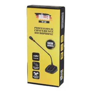 Wöller W-68 Kablolu Kondansatör Kürsü Mikrofonu (55 cm Gooseneck, +48V Phantom / Adaptör Destekli) - 8