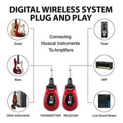 Xvive XV-U2 2.4GHz Kablosuz Gitar Bağlantı Sistemi (Kırmızı) - 4