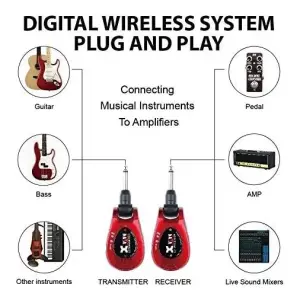 Xvive XV-U2 2.4GHz Kablosuz Gitar Bağlantı Sistemi (Kırmızı) - 4