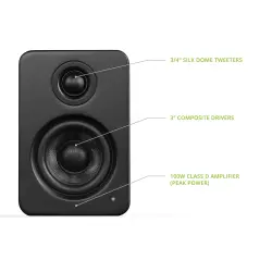 YU2 | 100W Watt 3'' Aktif Hoparlörler, Bluetooth® - Mat Siyah - 5