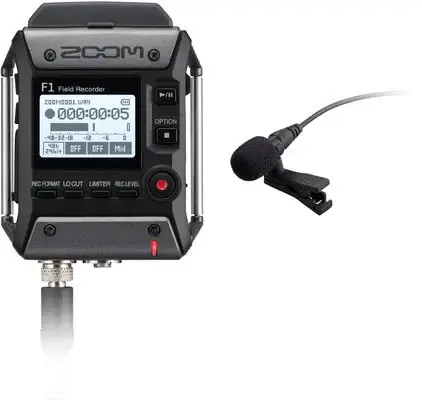 Zoom F1-LP 2-Input / 2-Track Portable Field Recorder with Lavalier Microphone - 1