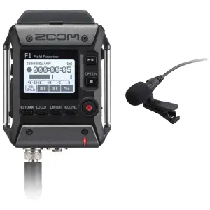 Zoom F1-LP 2-Input / 2-Track Portable Field Recorder with Lavalier Microphone - 1